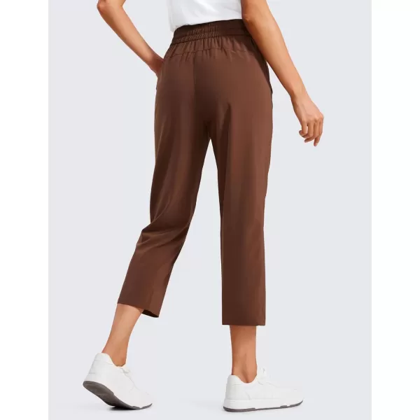 CRZ YOGA Lightweight Capri Pants for Women Cropped Casual Lounge Work Athletic Travel Pants with Pockets Quick Dry SummerCoffee Brown