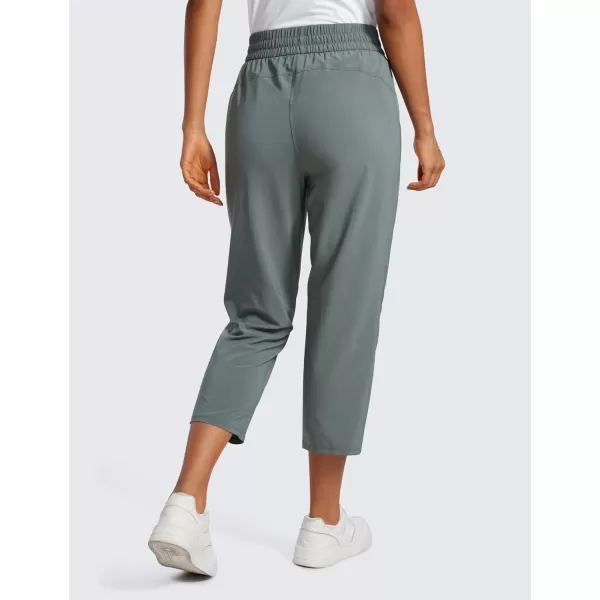 CRZ YOGA Lightweight Capri Pants for Women Cropped Casual Lounge Work Athletic Travel Pants with Pockets Quick Dry SummerGrey Sage