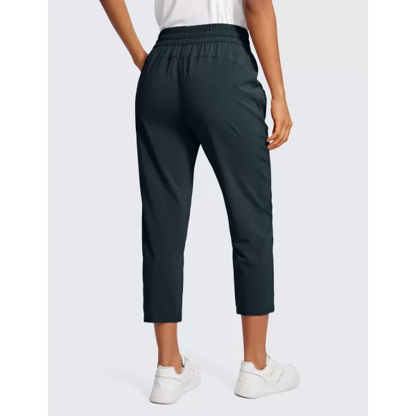 CRZ YOGA Lightweight Capri Pants for Women Cropped Casual Lounge Work Athletic Travel Pants with Pockets Quick Dry SummerTrue Navy