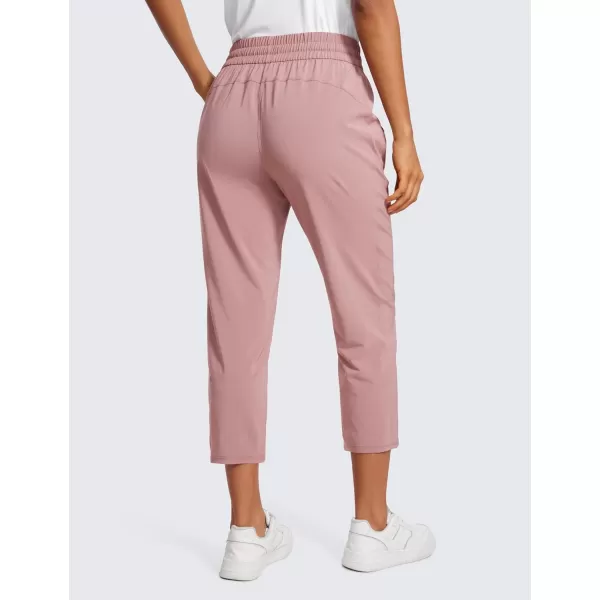 CRZ YOGA Lightweight Capri Pants for Women Cropped Casual Lounge Work Athletic Travel Pants with Pockets Quick Dry SummerTwilight Rose Pink