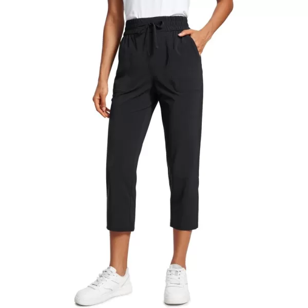 CRZ YOGA Lightweight Capri Pants for Women Cropped Casual Lounge Work Athletic Travel Pants with Pockets Quick DryBlack