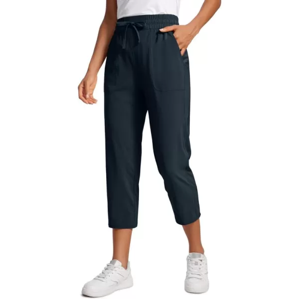 CRZ YOGA Lightweight Capri Pants for Women Cropped Casual Lounge Work Athletic Travel Pants with Pockets Quick DryTrue Navy