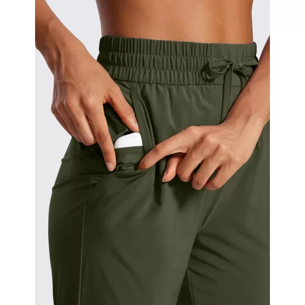 CRZ YOGA Lightweight Joggers for Women Workout Athletic Casual Lounge Travel Pants with Pockets SummerOlive Green