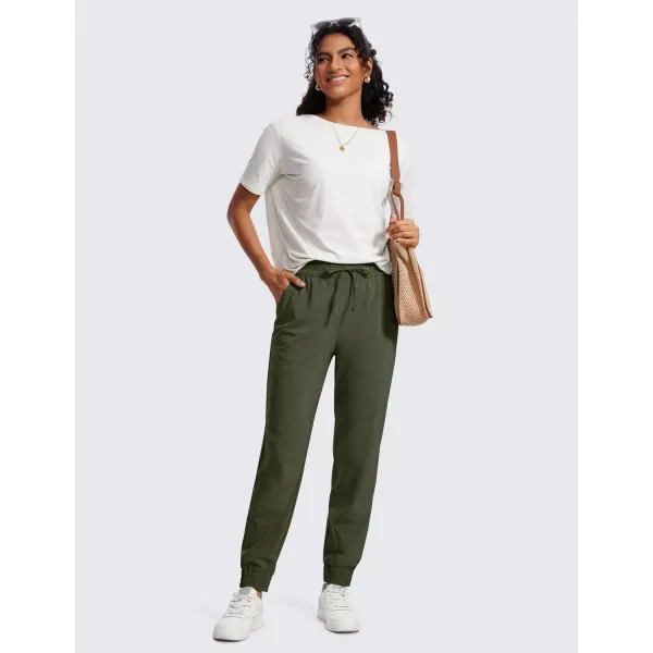 CRZ YOGA Lightweight Joggers for Women Workout Athletic Casual Lounge Travel Pants with Pockets SummerOlive Green