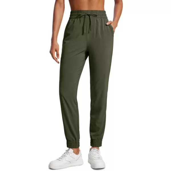 CRZ YOGA Lightweight Joggers for Women Workout Athletic Casual Lounge Travel Pants with PocketsOlive Green