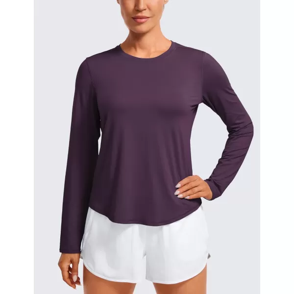 CRZ YOGA Lightweight Long Sleeve Workout Shirts for Women Running UPF 50 Sun Shirt High Neck Athletic Training TopsDeep Crocus Violet3