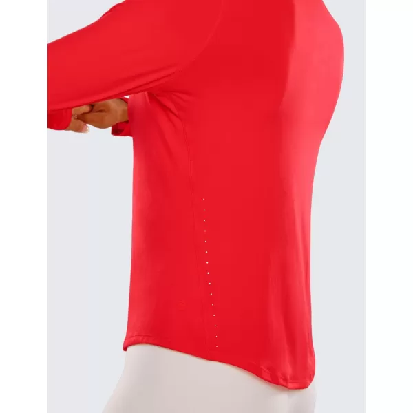 CRZ YOGA Lightweight Long Sleeve Workout Shirts for Women Running UPF 50 Sun Shirt High Neck Athletic Training TopsDeep Red