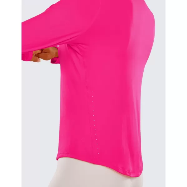 CRZ YOGA Lightweight Long Sleeve Workout Shirts for Women Running UPF 50 Sun Shirt High Neck Athletic Training TopsGranita Pink