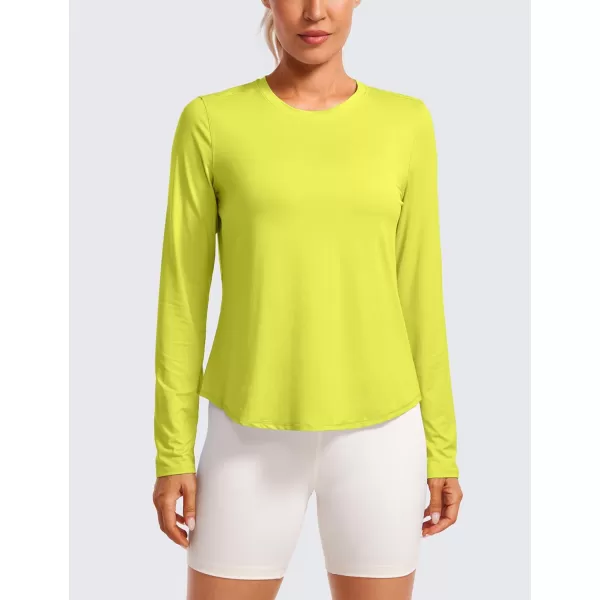 CRZ YOGA Lightweight Long Sleeve Workout Shirts for Women Running UPF 50 Sun Shirt High Neck Athletic Training TopsLuminous Yellow