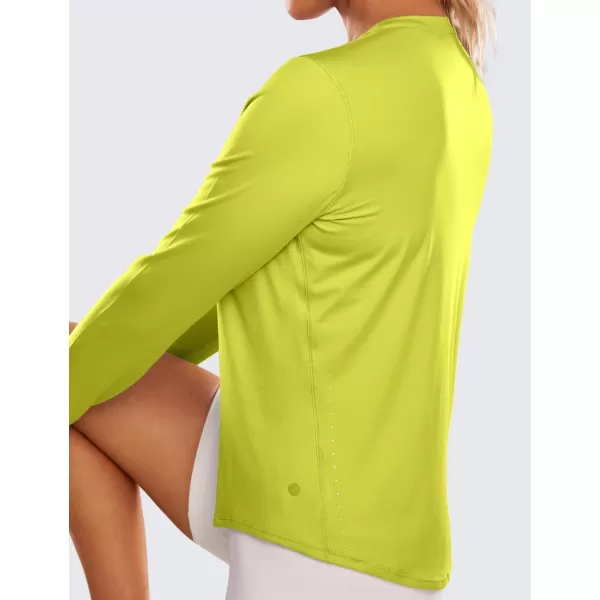 CRZ YOGA Lightweight Long Sleeve Workout Shirts for Women Running UPF 50 Sun Shirt High Neck Athletic Training TopsLuminous Yellow