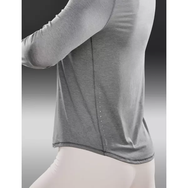 CRZ YOGA Lightweight Long Sleeve Workout Shirts for Women Running UPF 50 Sun Shirt High Neck Athletic Training TopsSilver Mist