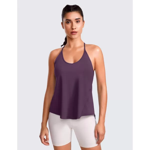 CRZ YOGA Lightweight Tank Top for Women V Neck Spaghetti Strap Workout Tanks Tie Back Yoga Sleeveless Shirts Halter CamisoleDeep Crocus Violet3