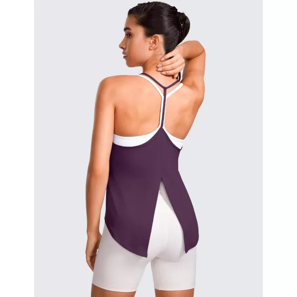 CRZ YOGA Lightweight Tank Top for Women V Neck Spaghetti Strap Workout Tanks Tie Back Yoga Sleeveless Shirts Halter CamisoleDeep Crocus Violet3