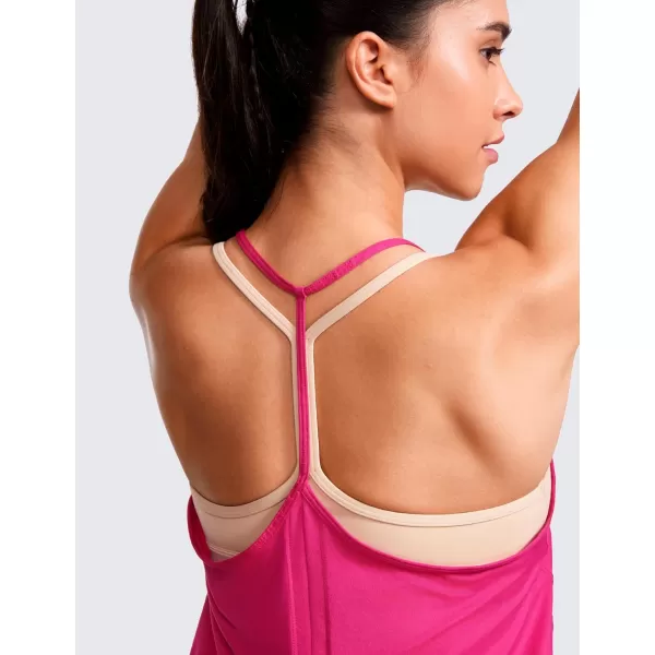 CRZ YOGA Lightweight Tank Top for Women V Neck Spaghetti Strap Workout Tanks Tie Back Yoga Sleeveless Shirts Halter CamisoleGranita Pink