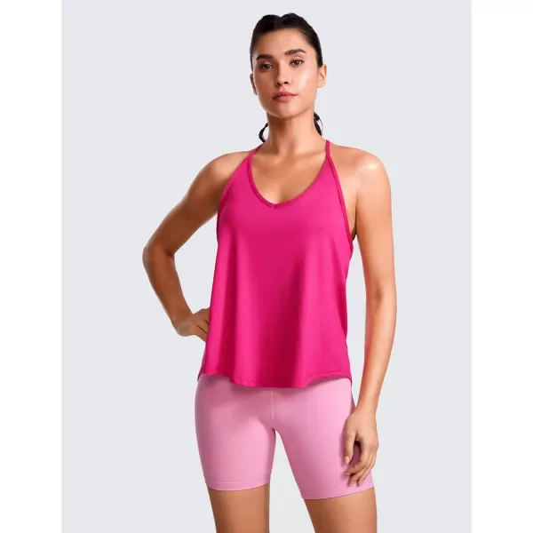 CRZ YOGA Lightweight Tank Top for Women V Neck Spaghetti Strap Workout Tanks Tie Back Yoga Sleeveless Shirts Halter CamisoleGranita Pink