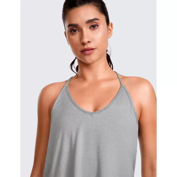 CRZ YOGA Lightweight Tank Top for Women V Neck Spaghetti Strap Workout Tanks Tie Back Yoga Sleeveless Shirts Halter CamisoleSilver Mist