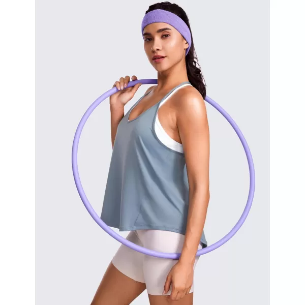 CRZ YOGA Lightweight Tank Top for Women V Neck Spaghetti Strap Workout Tanks Tie Back Yoga Sleeveless Shirts Halter CamisoleSlate Blue