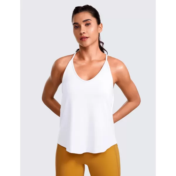 CRZ YOGA Lightweight Tank Top for Women V Neck Spaghetti Strap Workout Tanks Tie Back Yoga Sleeveless Shirts Halter CamisoleWhite