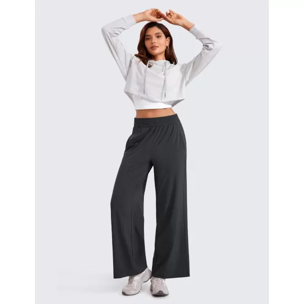 CRZ YOGA Lightweight Wide Leg Pants for Women 30 High Waisted Casual Lounge Travel Work Pants with Pockets Loose FitGraphite Grey