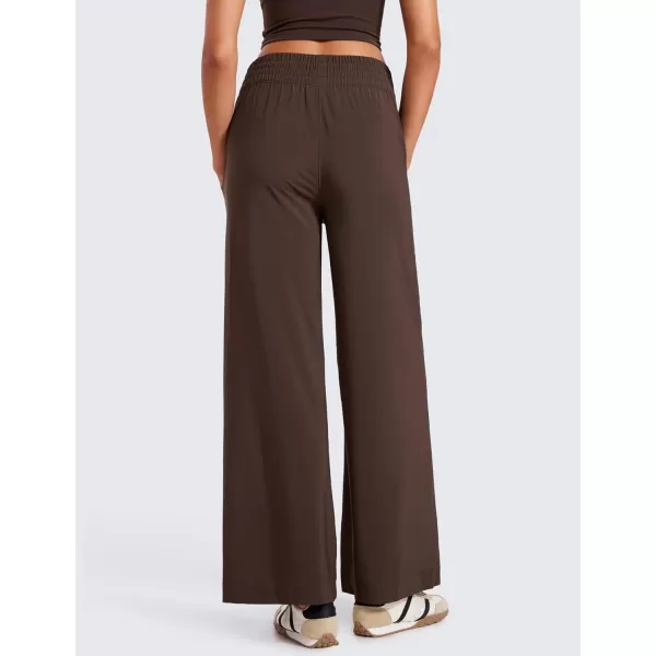 CRZ YOGA Lightweight Wide Leg Pants for Women 30 High Waisted Casual Lounge Travel Work Pants with Pockets Loose FitHot Fudge Brown