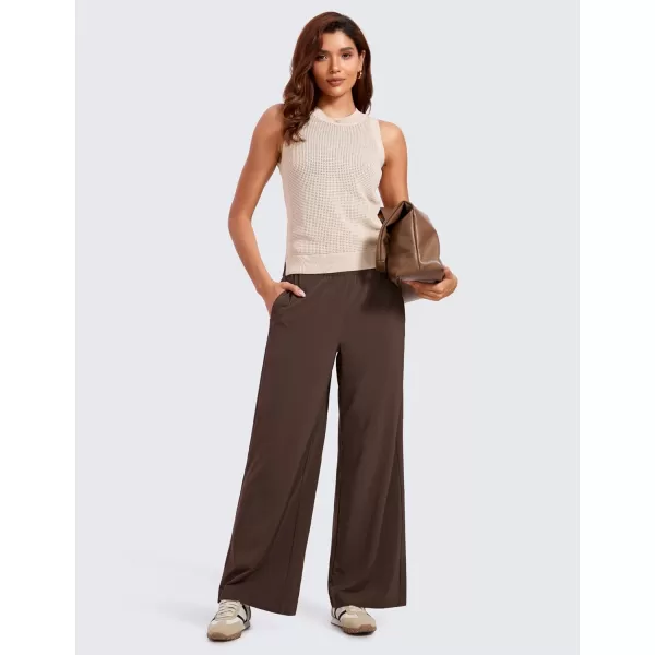 CRZ YOGA Lightweight Wide Leg Pants for Women 30 High Waisted Casual Lounge Travel Work Pants with Pockets Loose FitHot Fudge Brown