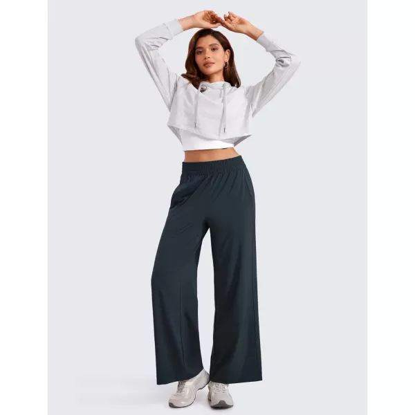 CRZ YOGA Lightweight Wide Leg Pants for Women 30 High Waisted Casual Lounge Travel Work Pants with Pockets Loose FitTrue Navy