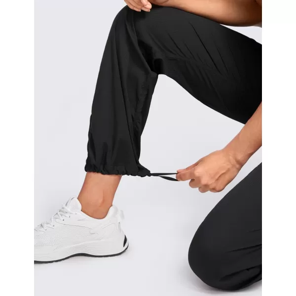 CRZ YOGA Lightweight Workout Pants for Women Casual Ruched Straight Leg Pants Work Gym Athletic Pants with PocketsBlack