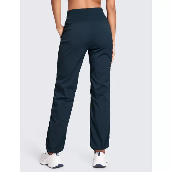 CRZ YOGA Lightweight Workout Pants for Women Casual Ruched Straight Leg Pants Work Gym Athletic Pants with PocketsInk Blue