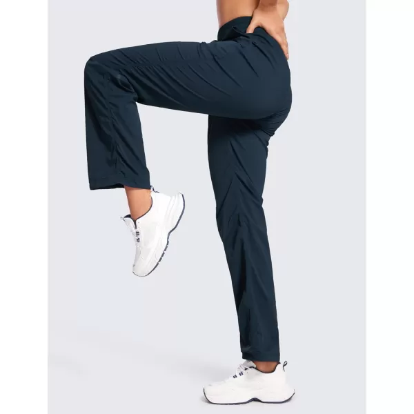 CRZ YOGA Lightweight Workout Pants for Women Casual Ruched Straight Leg Pants Work Gym Athletic Pants with PocketsInk Blue