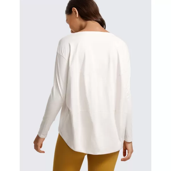 CRZ YOGA Long Sleeve Workout Shirts for Women Loose FitPima Cotton Yoga Shirts Casual Fall Tops ShirtsMilky White Bone