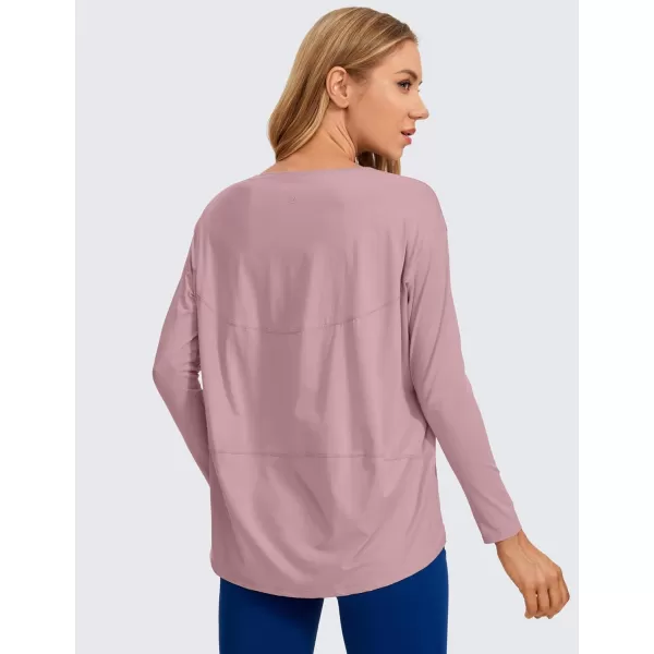 CRZ YOGA Long Sleeve Workout Shirts for Women Loose FitPima Cotton Yoga Shirts Casual Fall Tops ShirtsTwilight Rose Pink