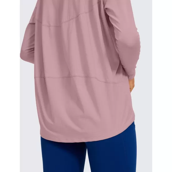 CRZ YOGA Long Sleeve Workout Shirts for Women Loose FitPima Cotton Yoga Shirts Casual Fall Tops ShirtsTwilight Rose Pink