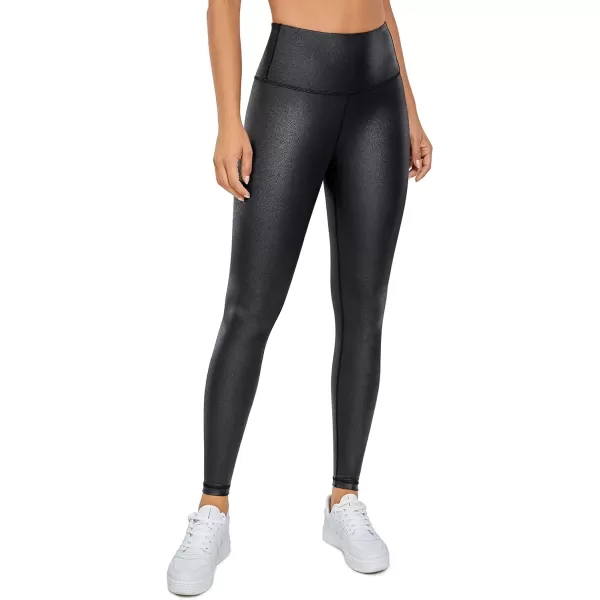 CRZ YOGA Matte Faux Leather Leggings for Women 2528  High Waisted Stretch Leather Pants Tummy Control Pleather Tights25 inches Black