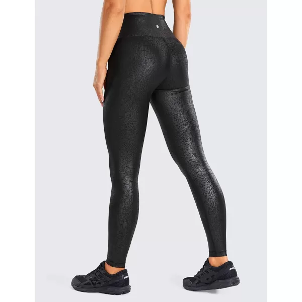 CRZ YOGA Matte Faux Leather Leggings for Women 2528  High Waisted Stretch Leather Pants Tummy Control Pleather Tights25 inches Black Crocodile