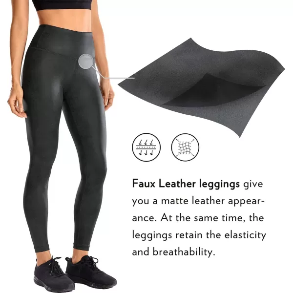 CRZ YOGA Matte Faux Leather Leggings for Women 2528  High Waisted Stretch Leather Pants Tummy Control Pleather Tights25 inches Coast Gray