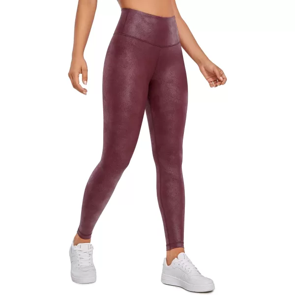 CRZ YOGA Matte Faux Leather Leggings for Women 2528  High Waisted Stretch Leather Pants Tummy Control Pleather Tights25 inches Thousands of Red Colour