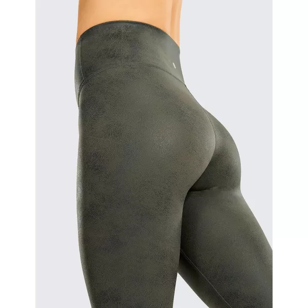 CRZ YOGA Matte Faux Leather Leggings for Women 2528  High Waisted Stretch Leather Pants Tummy Control Pleather Tights28 inches Green March