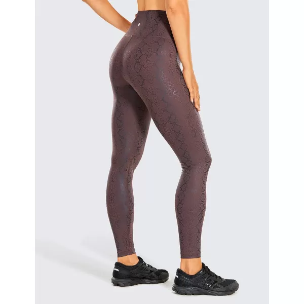 CRZ YOGA Matte Faux Leather Leggings for Women 2528  High Waisted Stretch Leather Pants Tummy Control Pleather Tights28 inches Purple Taupe Snake