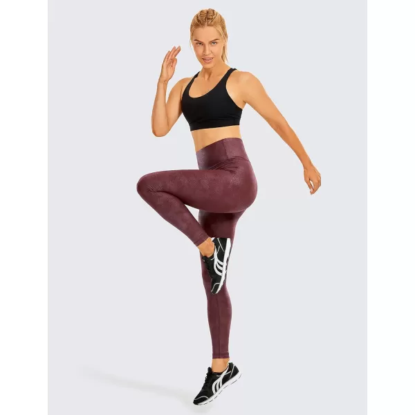 CRZ YOGA Matte Faux Leather Leggings for Women 2528  High Waisted Stretch Leather Pants Tummy Control Pleather Tights28 inches Thousands of Red Colour