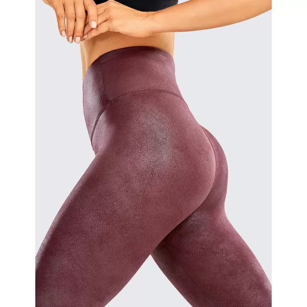 CRZ YOGA Matte Faux Leather Leggings for Women 2528  High Waisted Stretch Leather Pants Tummy Control Pleather Tights28 inches Thousands of Red Colour