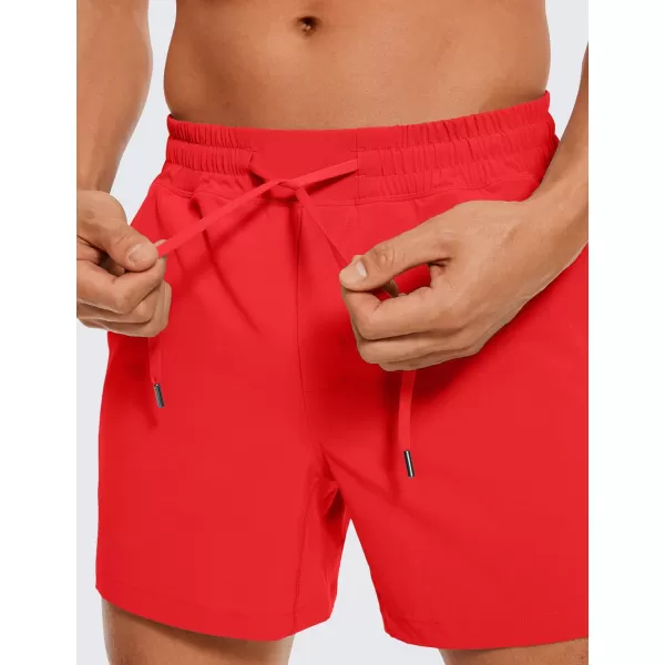 CRZ YOGA Mens 2 in 1 Running Shorts with Liner  5 7 9 Quick Dry Workout Sports Athletic Shorts with Pockets5 inches Deep Red