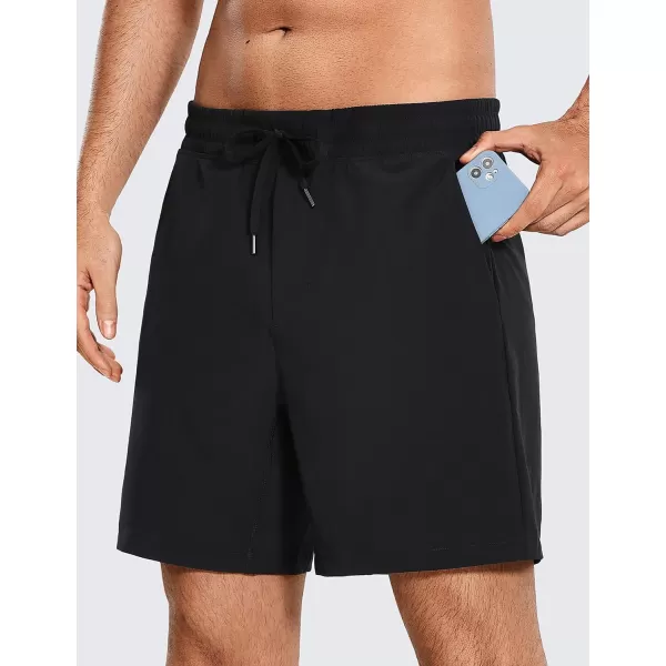 CRZ YOGA Mens 2 in 1 Running Shorts with Liner  5 7 9 Quick Dry Workout Sports Athletic Shorts with PocketsBlack