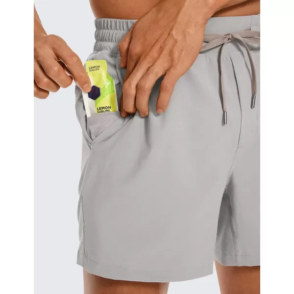 CRZ YOGA Mens 2 in 1 Running Shorts with Liner  5 7 9 Quick Dry Workout Sports Athletic Shorts with PocketsDark Chrome