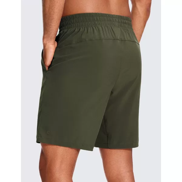 CRZ YOGA Mens 2 in 1 Running Shorts with Liner  5 7 9 Quick Dry Workout Sports Athletic Shorts with PocketsDark Olive