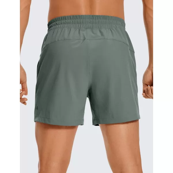 CRZ YOGA Mens 2 in 1 Running Shorts with Liner  5 7 9 Quick Dry Workout Sports Athletic Shorts with PocketsGrey Sage