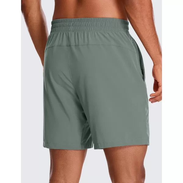 CRZ YOGA Mens 2 in 1 Running Shorts with Liner  5 7 9 Quick Dry Workout Sports Athletic Shorts with PocketsGrey Sage