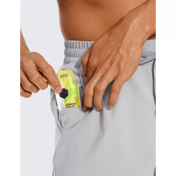 CRZ YOGA Mens 2 in 1 Running Shorts with Liner  5 7 9 Quick Dry Workout Sports Athletic Shorts with PocketsGull Gray