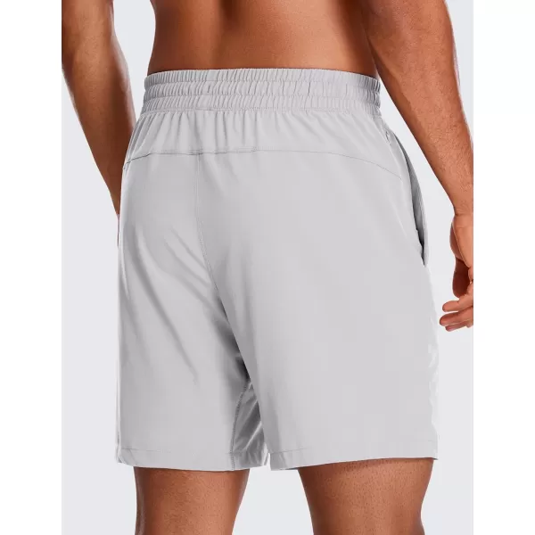 CRZ YOGA Mens 2 in 1 Running Shorts with Liner  5 7 9 Quick Dry Workout Sports Athletic Shorts with PocketsGull Gray