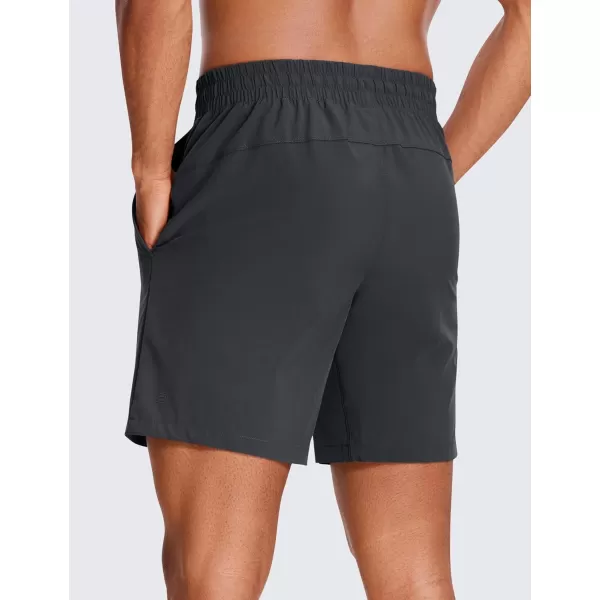 CRZ YOGA Mens 2 in 1 Running Shorts with Liner  5 7 9 Quick Dry Workout Sports Athletic Shorts with PocketsInk Gray