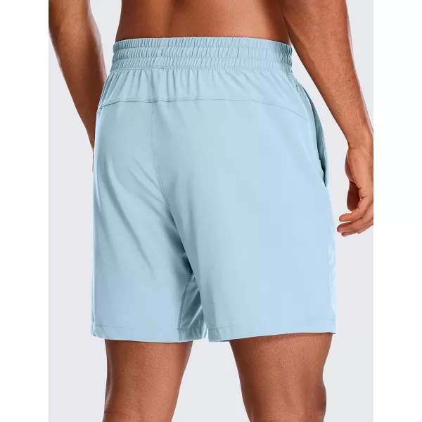 CRZ YOGA Mens 2 in 1 Running Shorts with Liner  5 7 9 Quick Dry Workout Sports Athletic Shorts with PocketsLight Grayish Blue